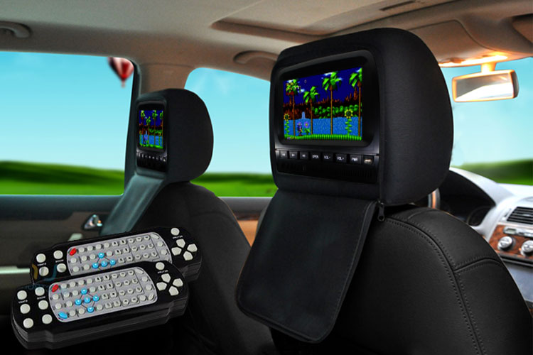 Headrest 2x 9 inch HD Monitor Pillow Car DVD Player Games Elinz
