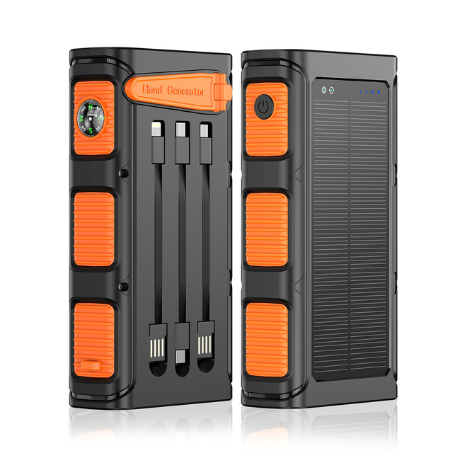 30000mAh Hand Crank Solar Charging PD22.5W Fast Portable Charger Power Bank