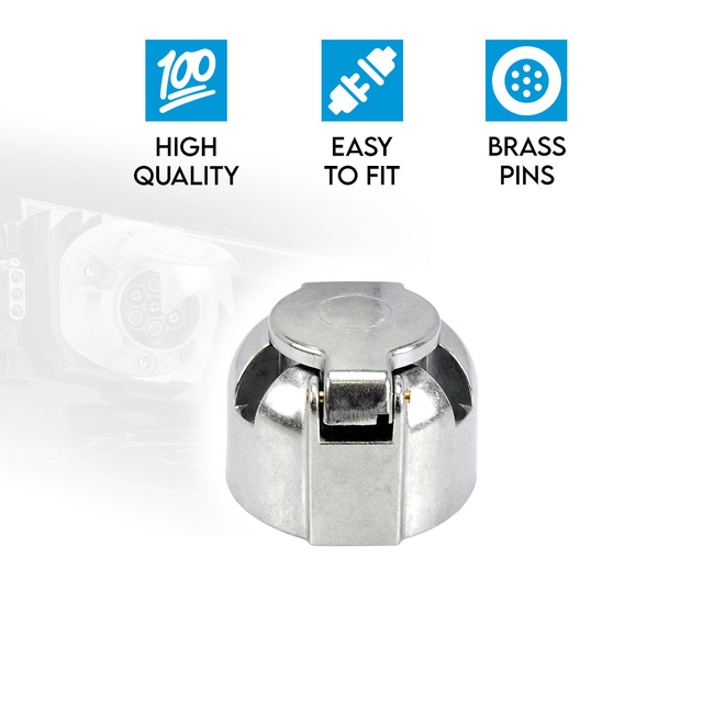 Elinz Female Trailer Plug 7 PIN Large Round Metal Connector Adaptor Socket Car Caravan Boat