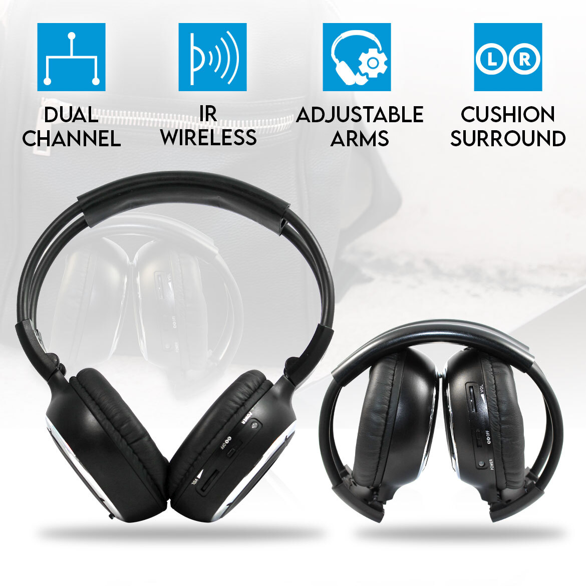 Elinz WIRELESS IR CORDLESS Dual Channel Headphone 2PAIRS