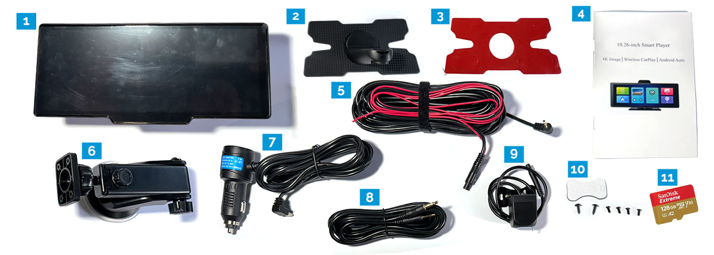 10.26 Inches Dash Cam, Reverse Camera, Cable