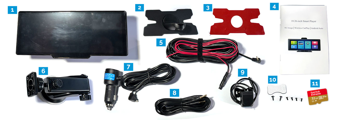 10.26 Inches Dash Cam, Reverse Camera, Cable