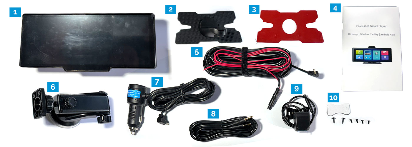 10.26 Inches Dash Cam, Reverse Camera, Cable