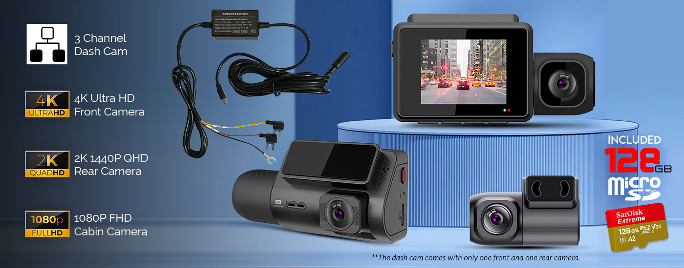 4K 3CH Dash Camera Supercapacitor