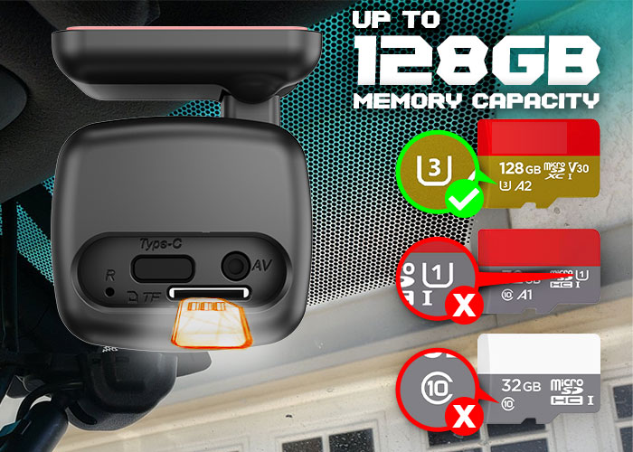 Car Camera Supports Up-To 128GB