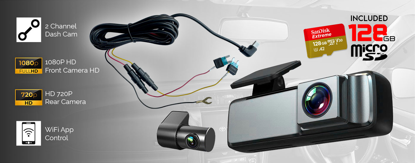 Dual Lens No Screen Dash Cam Supercapacitor