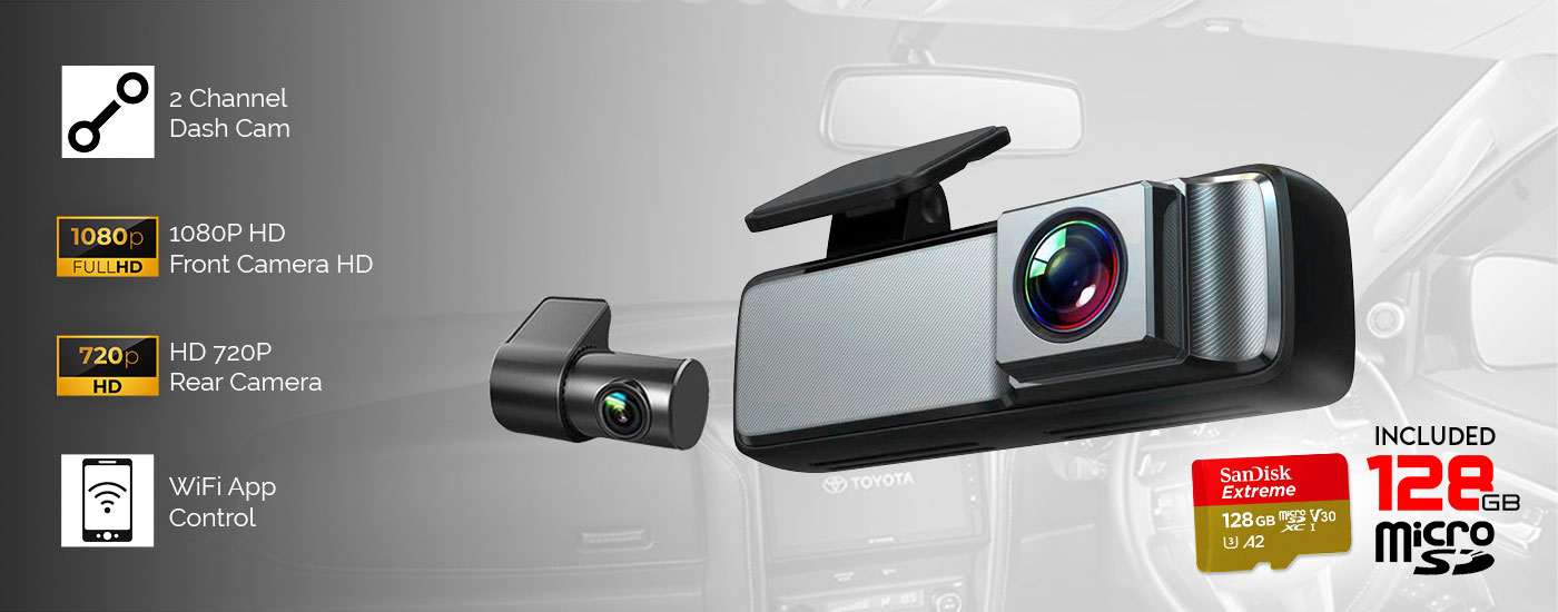 Dual Lens No Screen Dash Cam Supercapacitor