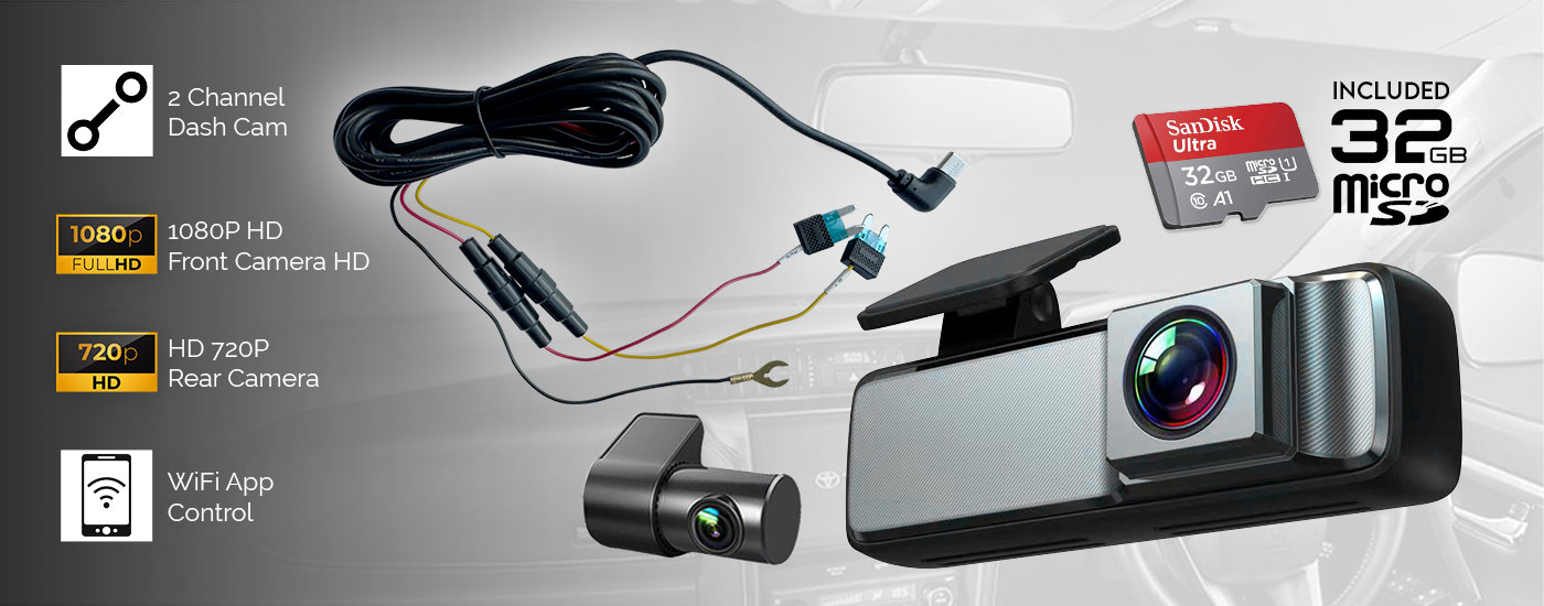 Dual Lens No Screen Dash Cam Supercapacitor