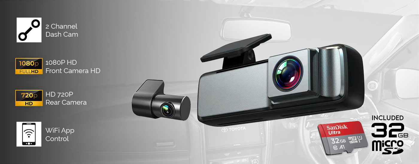 Dual Lens No Screen Dash Cam Supercapacitor