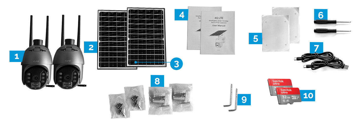 4G CCTV Camera, Solar Panel, Accessories