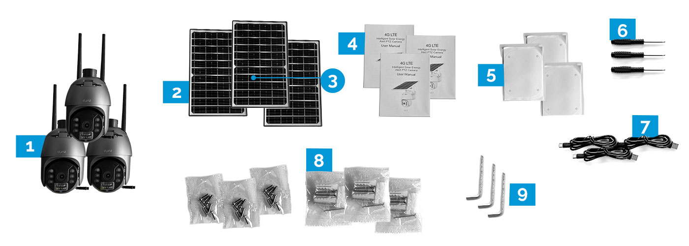 Black Solar CCTV Camera, Accessories