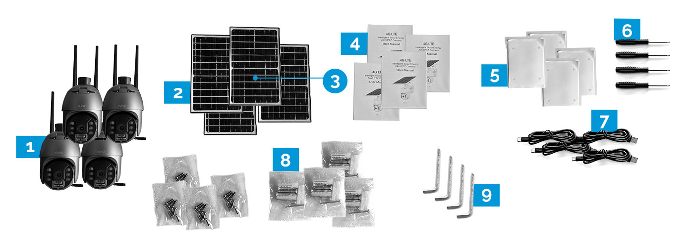 Black Solar CCTV Camera, Accessories