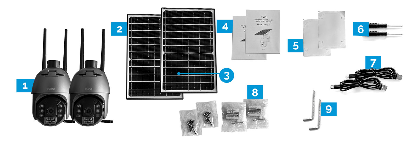 Black Solar CCTV Camera, Accessories