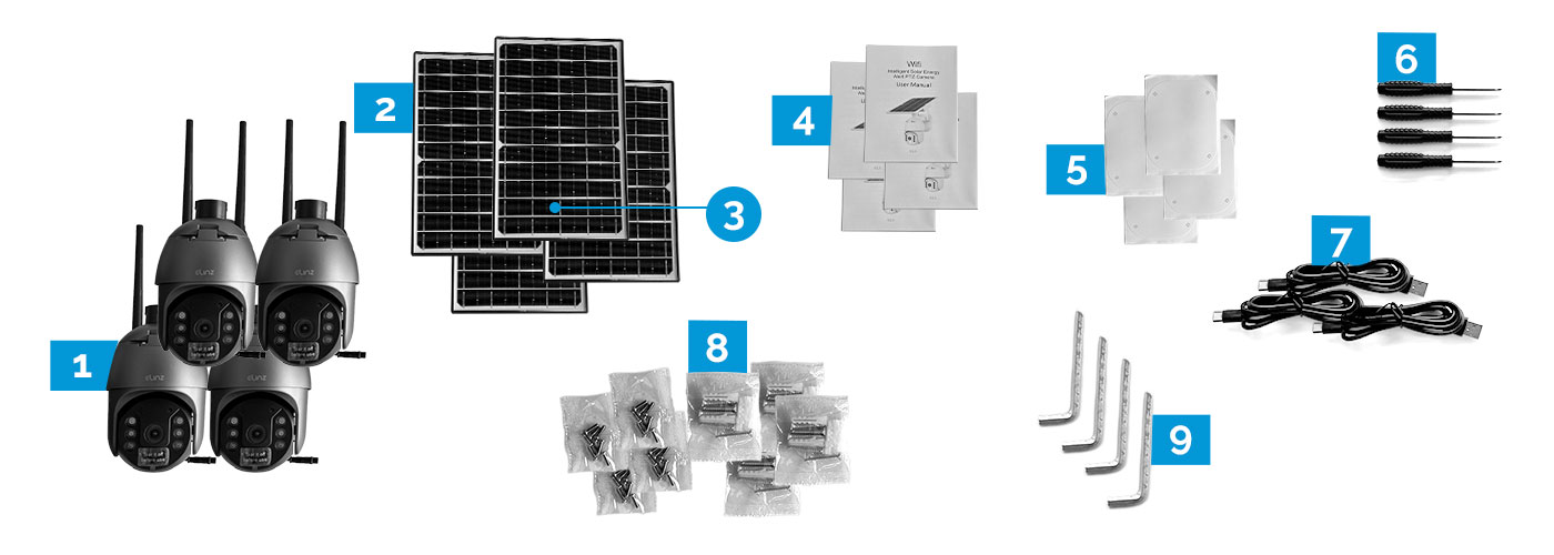 Black Solar CCTV Camera, Accessories