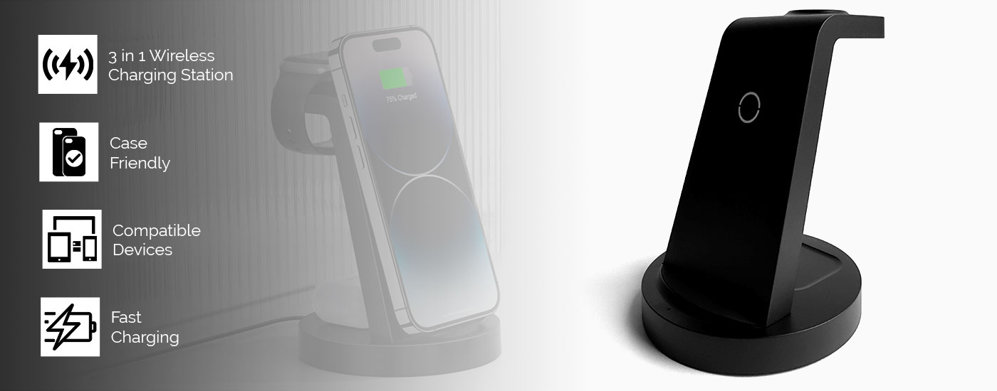 3-in-1 Wireless Charging Station Compatible with Apple