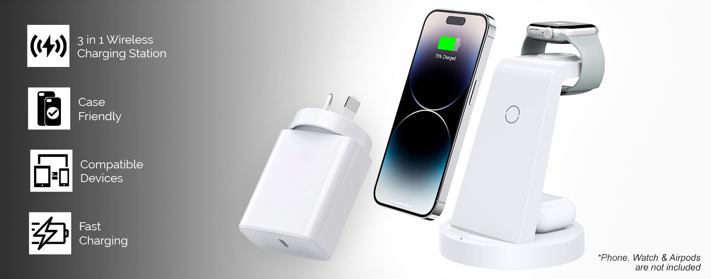 3-in-1 Wireless Charging Station Compatible with Apple