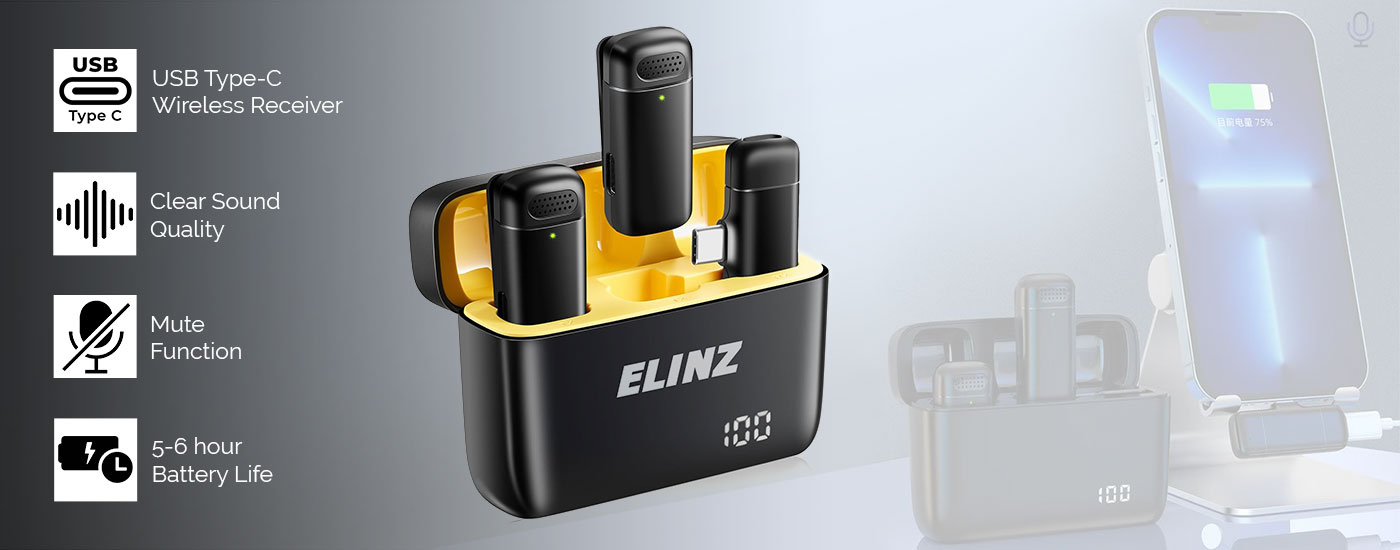 Elinz Wireless Lavalier Microphones