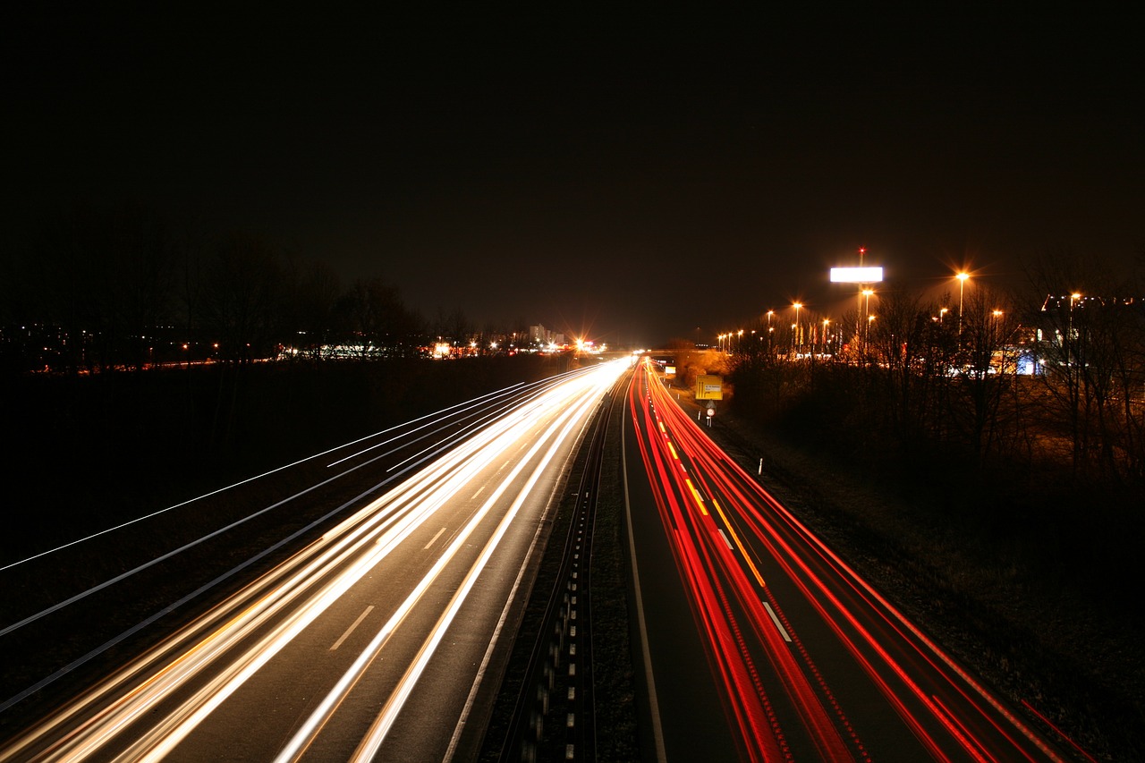 headlights in highway