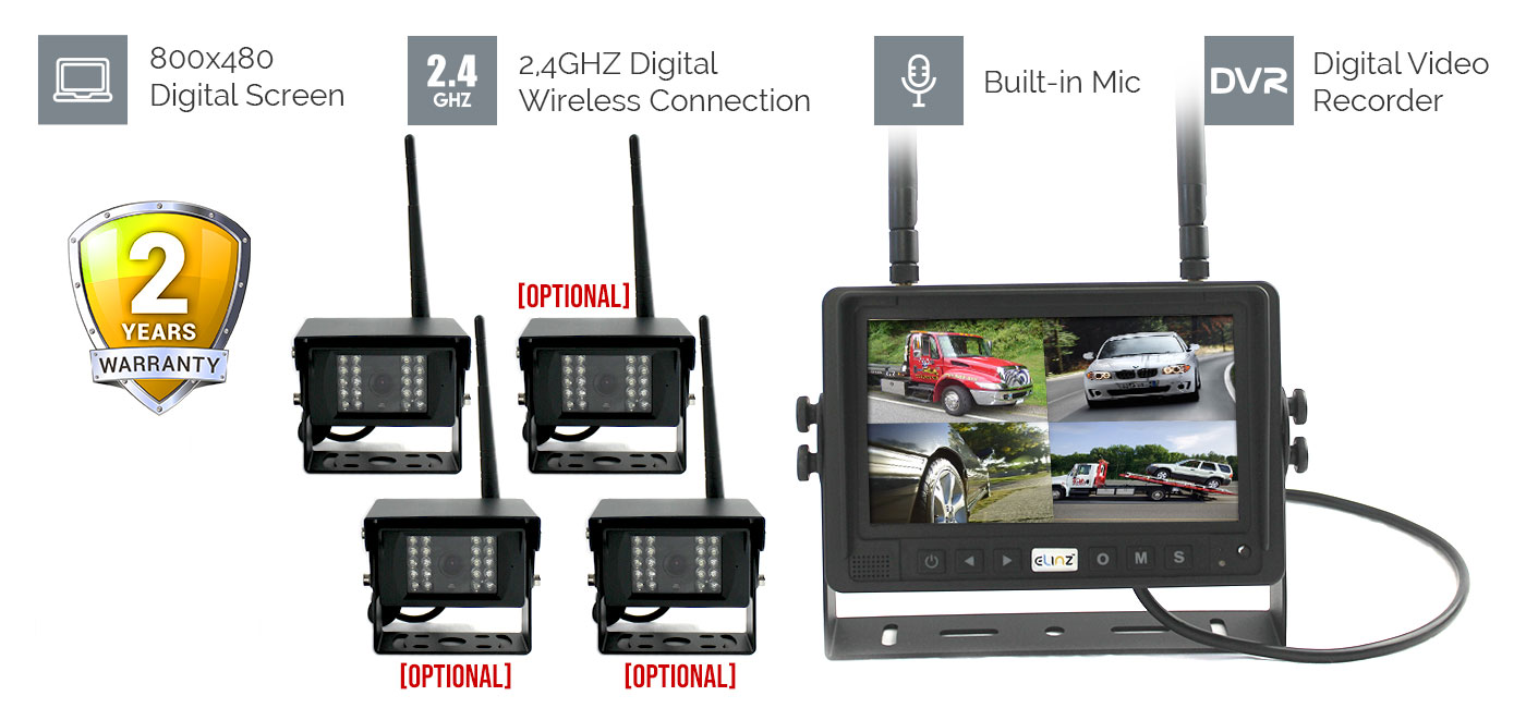 Digital Wireless 7 inch Monitor Splitscreen 1x Reversing Camera Kit DVR ...