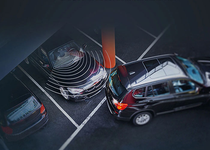 Car parking backwards and using its sensor