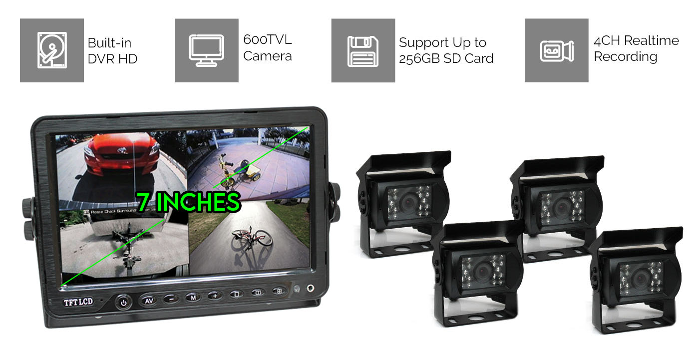 7 inch DVR 4CH  Reversing Camera Kit