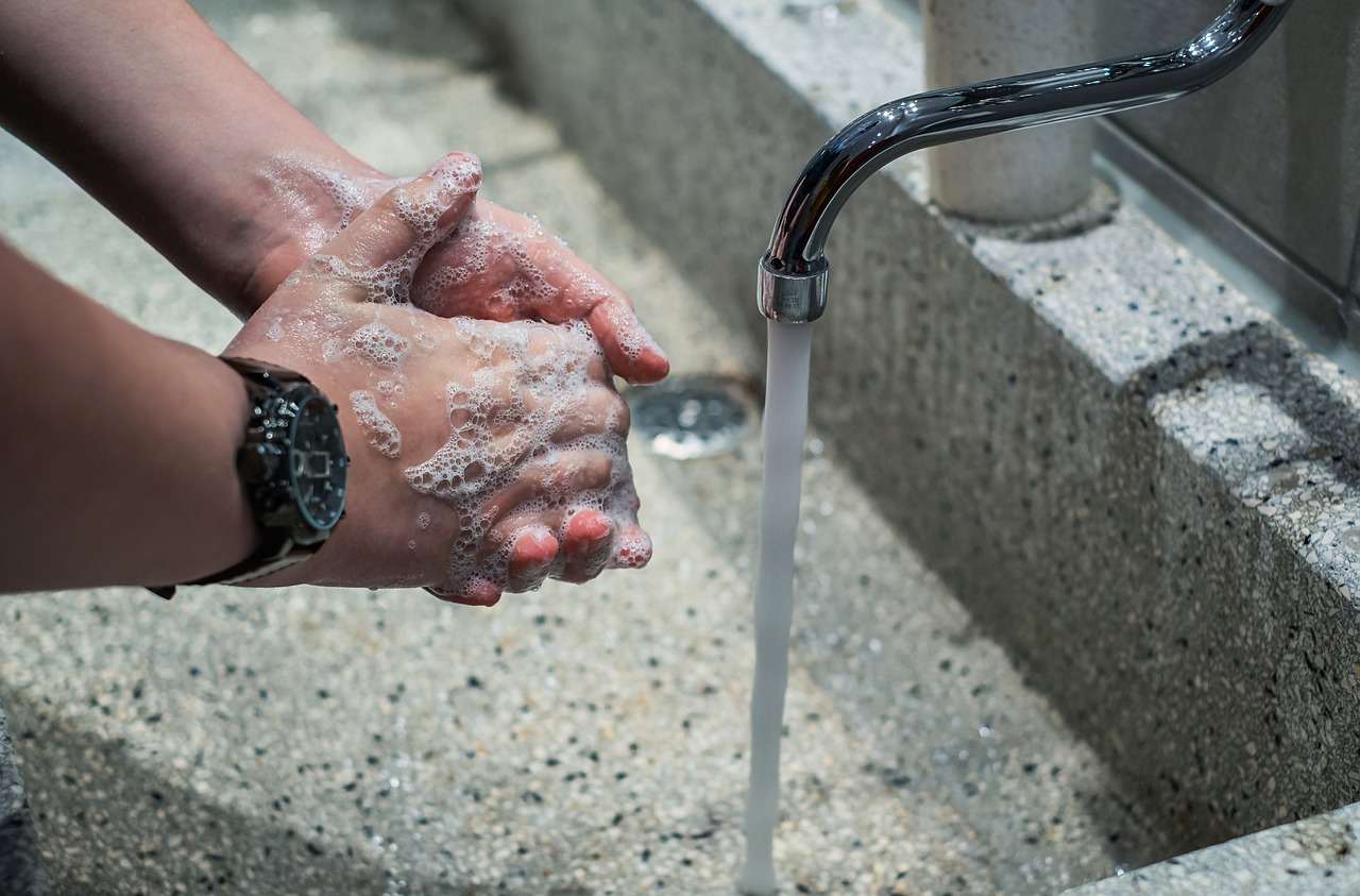 hand washing with soap