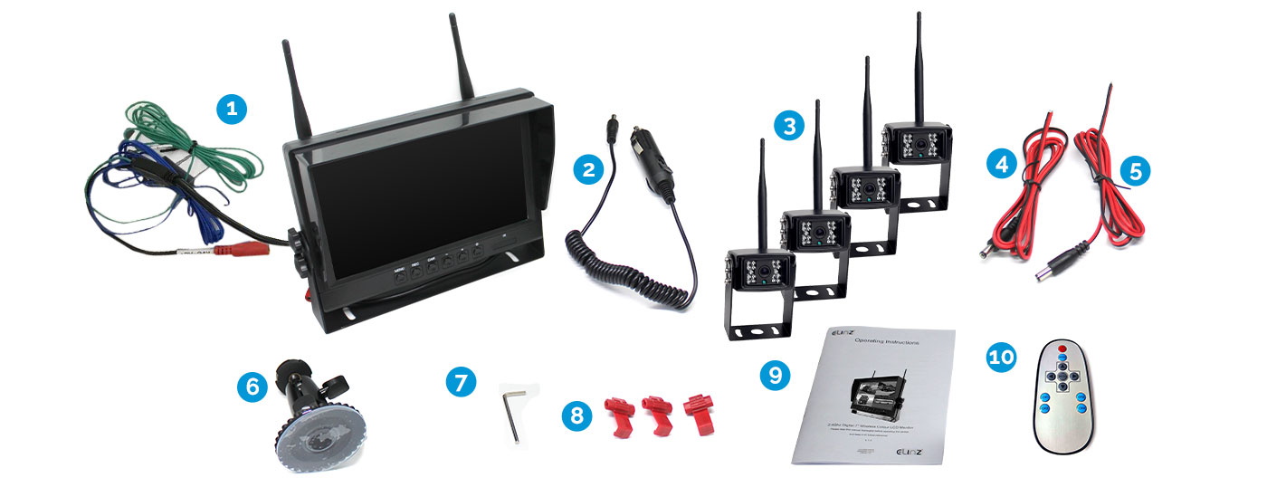 9 inches 4CH Wireless  DVR Reversing Camera Monitor Kit