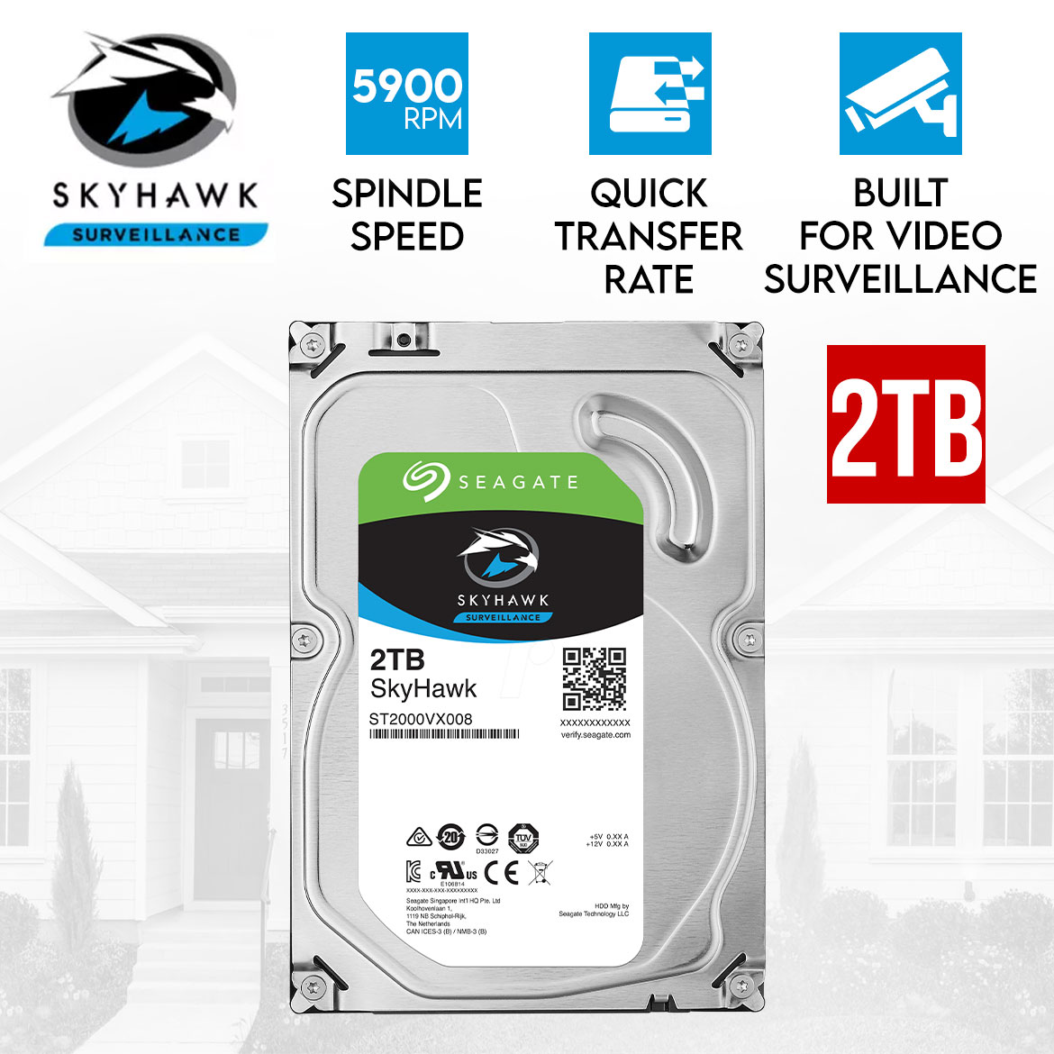 Seagate Skyhawk CCTV Surveillance 2TB 3.5