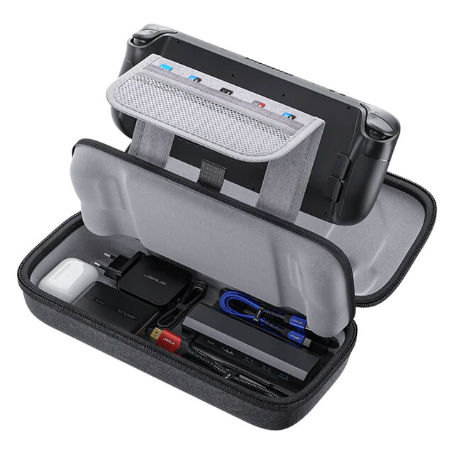 JSAUX Carrying Case Compatible with Steam Deck, Protective Hard Shell Carry Case Built-in Charger & Docking Station Storage(Upgrade), Portable Travel 