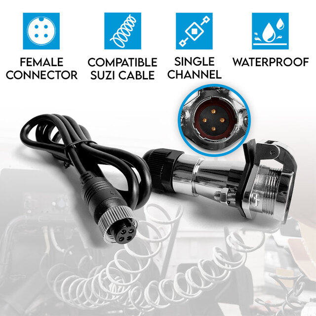 Elinz Female Connector for 4PIN WOZA / SUZI Trailer Coil Cable 1 Camera System