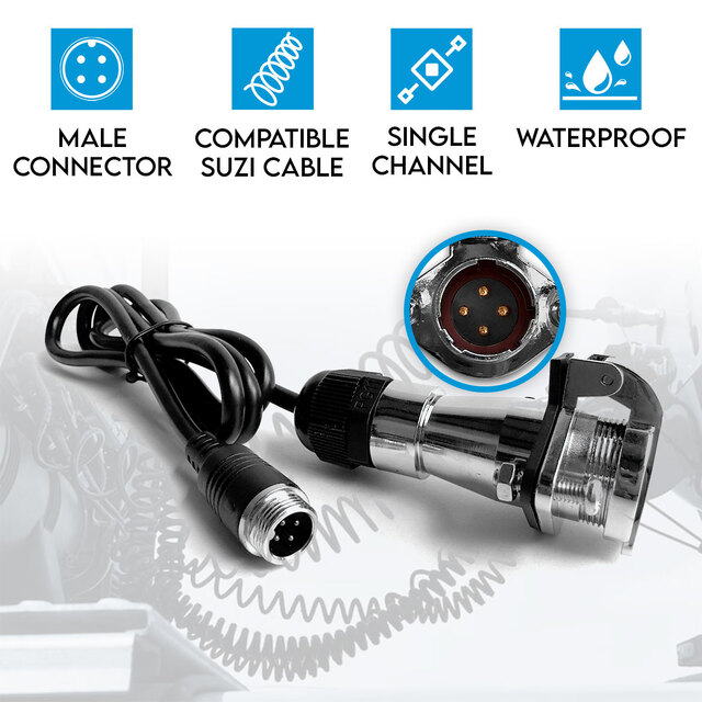 Elinz Male Connector for 4PIN WOZA / SUZI Trailer Coil Cable 1 Camera System