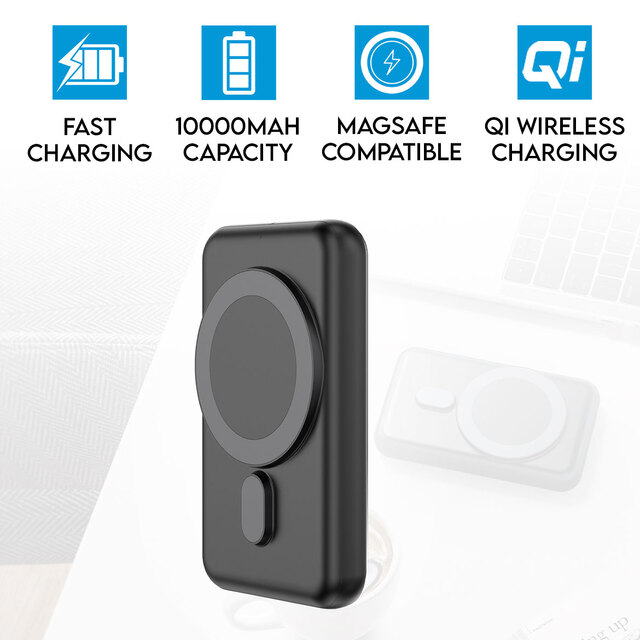 Magnetic Portable Fast Charging Qi Wireless 10000mAh Magsafe & Qi-Enabled Smartphones Compatible Smart LED Display Power Bank