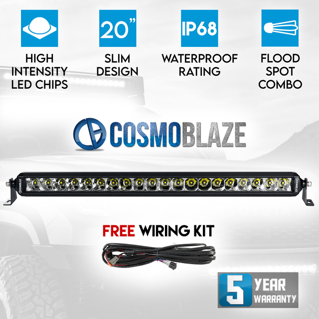 Cosmoblaze 20" LED Light Bar Driving 1 Row Flood Spot Combo Beam 4x4 Truck