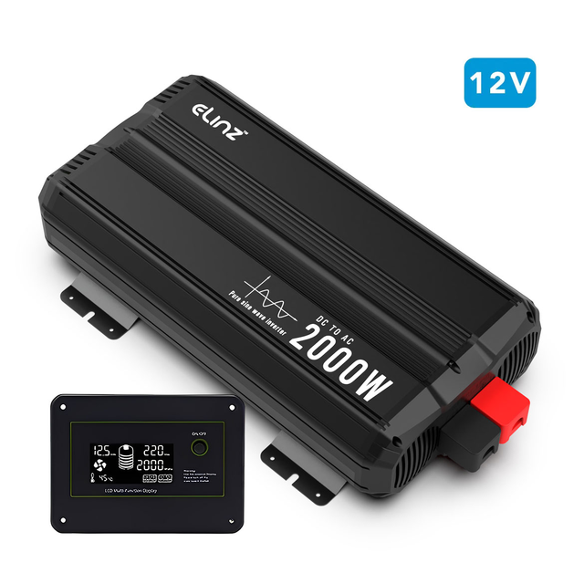 Elinz Pure Sine Wave Inverter 2000W 12V with Remote Control
