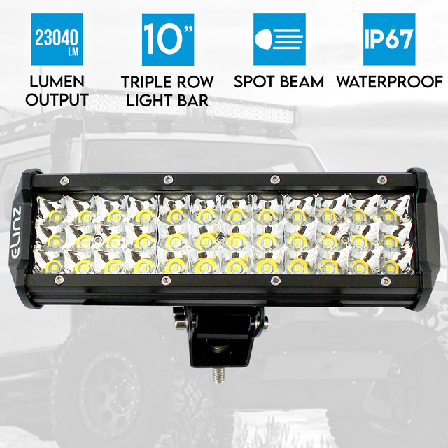 Elinz 10" LED Work Driving Light Bar 3 Rows Spot Offroad  12V 24V Truck 4WD