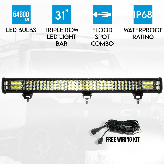 Elinz 31" inch LED Light Bar 3 Rows Work Driving FLOOD SPOT COMBO Offroad 4WD