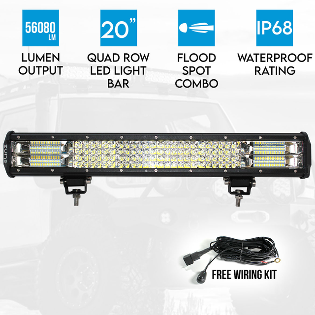 Elinz 20" LED Light Bar 4 Rows Work Driving FLOOD SPOT COMBO IP68 Offroad 4WD