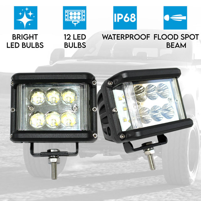 Elinz 2x 60W LED Driving WorkLight Flood Spot Beam 12V 24V Lamp Light Offroad 4x4