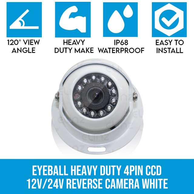 Elinz 4 PIN Heavy Duty CCD Reversing Camera IR Night Vision 12V 24V Caravan Cars Trucks