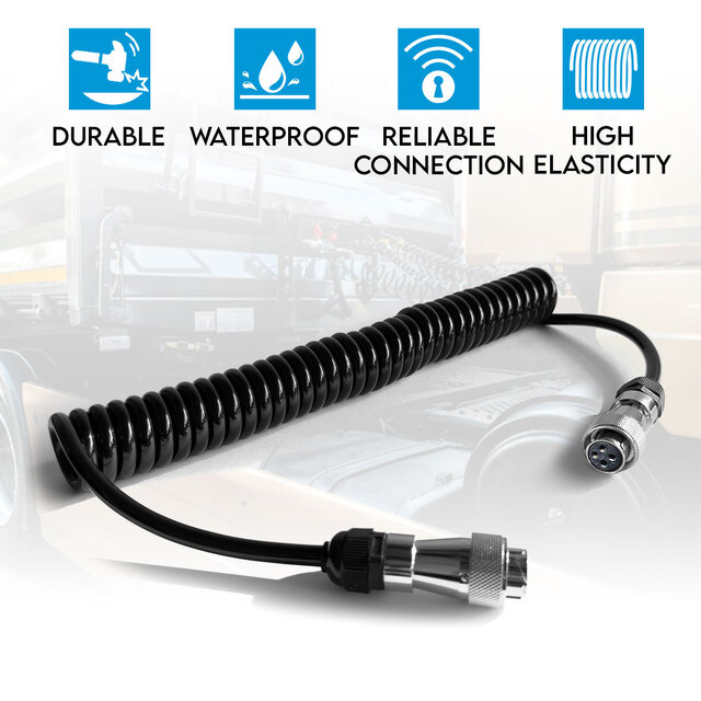 Elinz 4PIN WOZA / SUZI Heavy Duty Trailer Coil Cable for Single Channel Reverse Backup Camera System