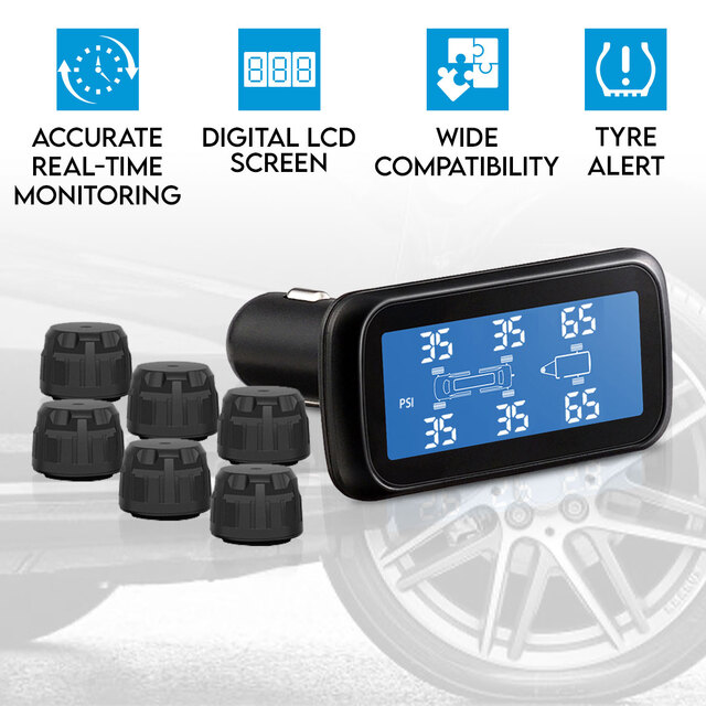 Elinz Tyre Pressure Monitoring System with 6 External Waterproof Sensors Trailer Caravan TPMS